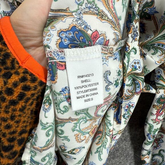 Miss Love Blouse Women S Small White Floral V-Neck Long Sleeve Pullover Casual - Picture 4 of 7